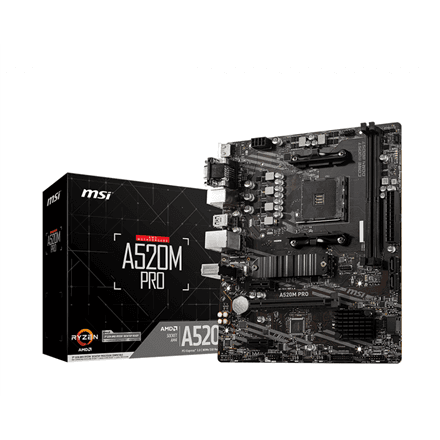 MSI A520M PRO emaplaat, AM4, Micro ATX, DDR4