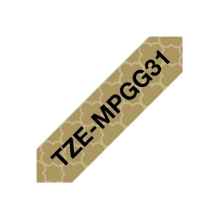 Brother TZe-MPGG31 Black On Gold Pattern Label Tape