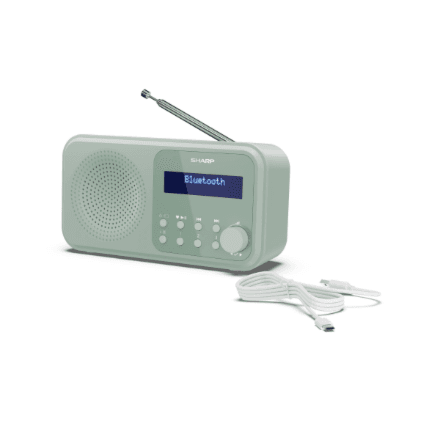 Sharp DR-P420(GN) Tokyo Portable Digital Radio, FM/DAB/DAB+, Bluetooth 5.0, USB or Battery Powered, Aquamarine Green | Sharp