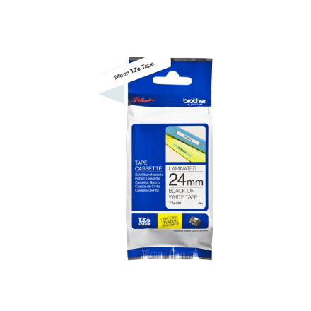 Brother TZ-251 lindi 24 mm must valge lindid