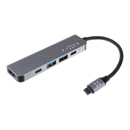 Мини-хаб Fixed FIXHU-MN-GR USB-C на 5 портов, серый