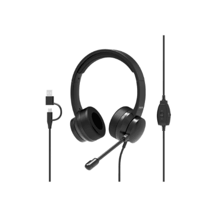 PORT CONNECT USB Comfortable Stereo Office Microphone Headset Black