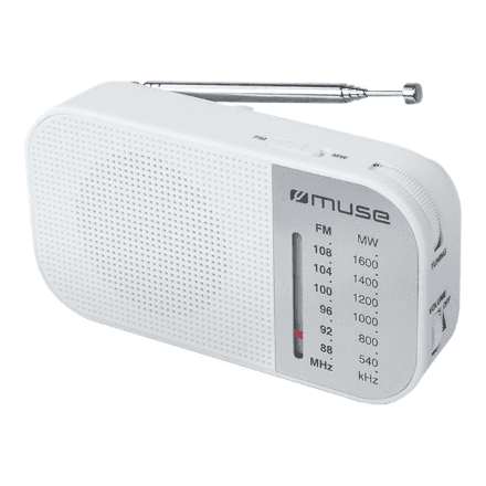 Muse M-025 RW kompaktne FM/MW raadio kõrvaklapipesaga, valge
