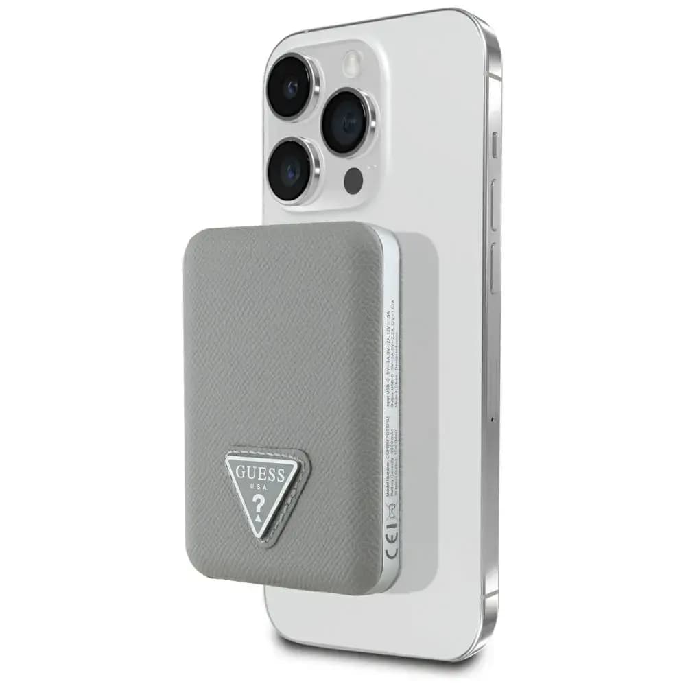 Guess Grained Triangle akupank 5000 mAh, 15 W, MagSafe, beež