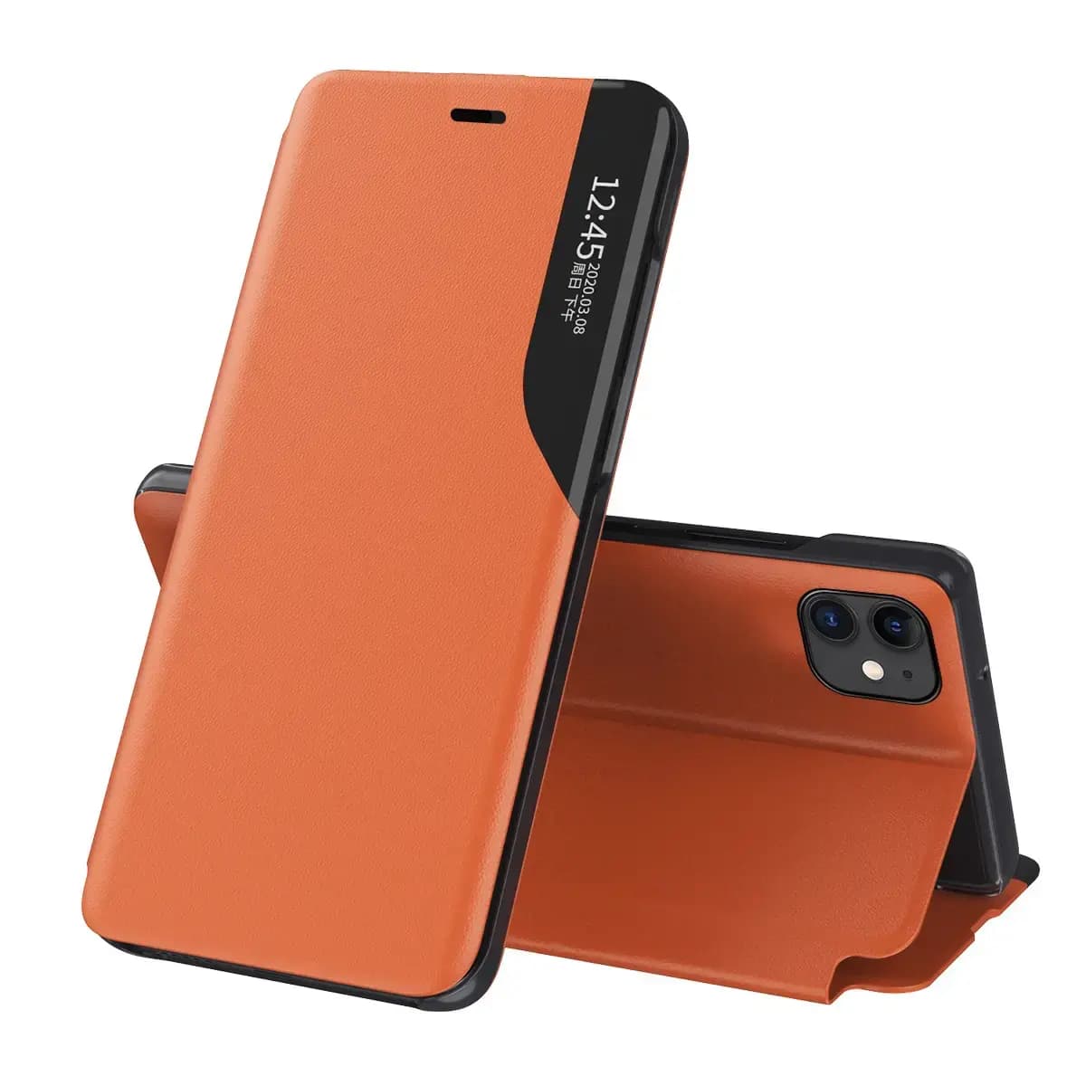 Eco Leather View Case raamatkaas iPhone 13, oranž