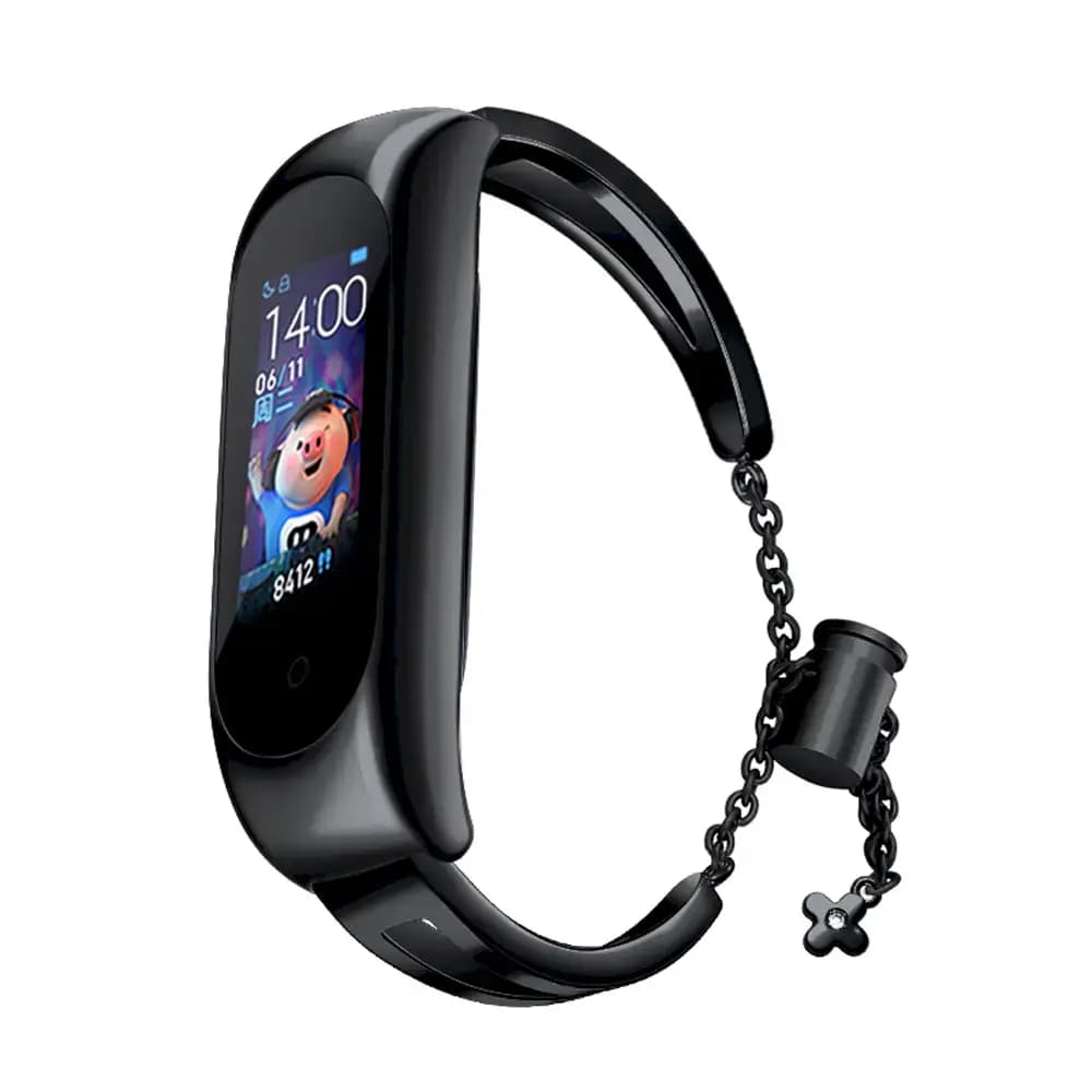 Fusion Metal Bracelet roostevabast terasest kellarihm Xiaomi Mi Band 3/4/5/6, must