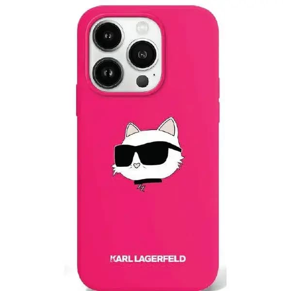 Чехол Karl Lagerfeld Silicone Choupette Head Print с MagSafe для iPhone 16, розовый
