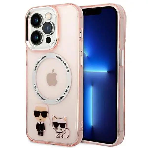 Чехол Karl Lagerfeld Karl And Choupette с MagSafe для iPhone 14 Pro, розовый