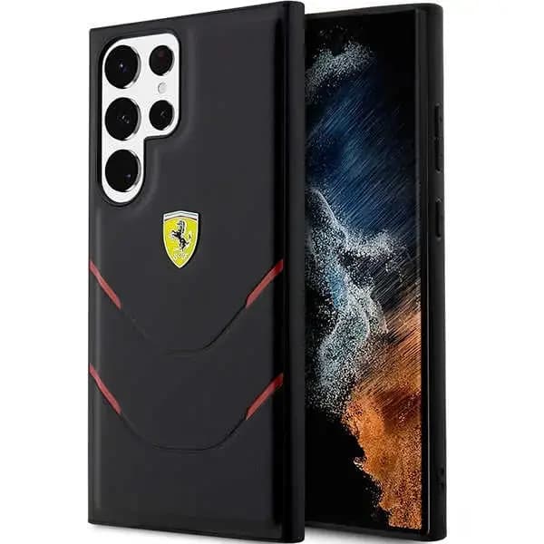 Ferrari FEHCS23LPBAK Hot Stamp Lines phone case for Samsung Galaxy S23 Ultra, black