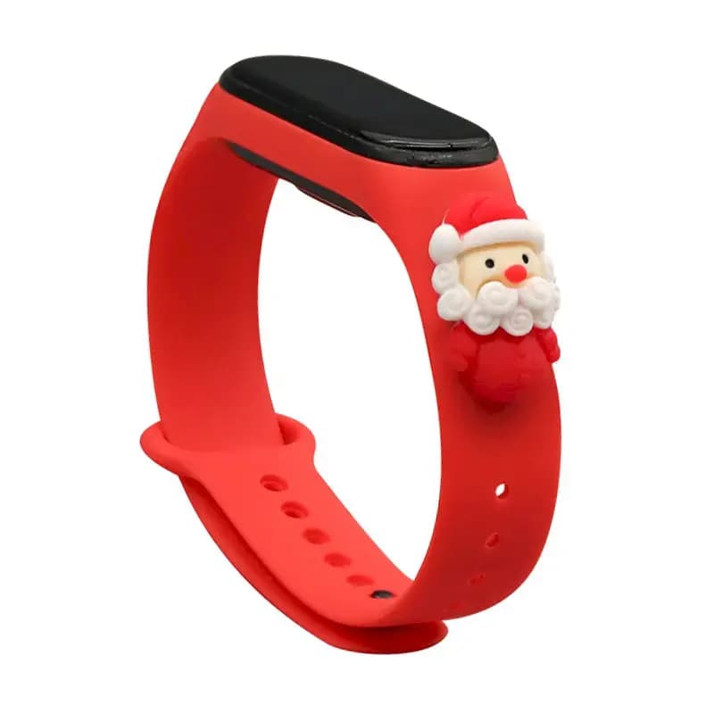 Fusion Xmas Santa 2 silicone watch strap for Xiaomi Mi Band 3/4, red