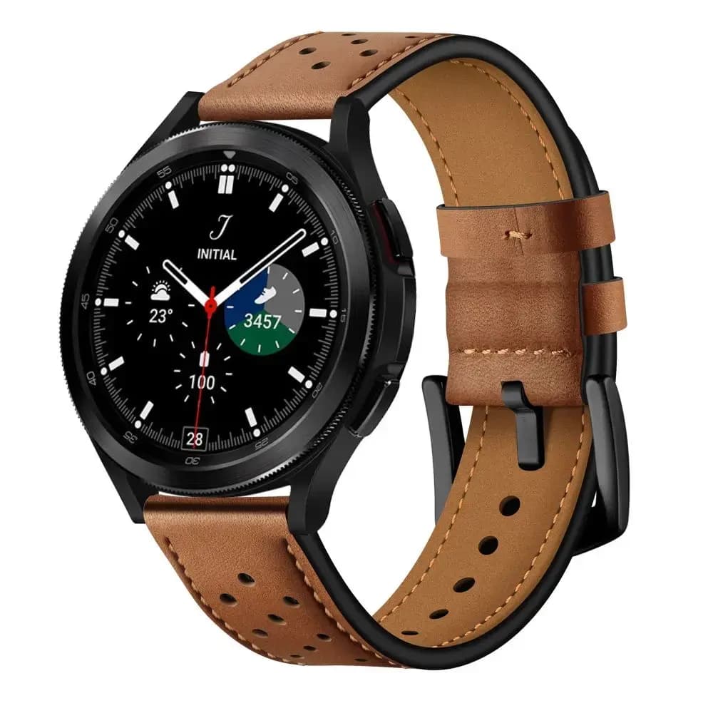 Tech-Protect leather watch strap for Samsung Galaxy Watch 4/5/5 Pro/6/7/FE, brown