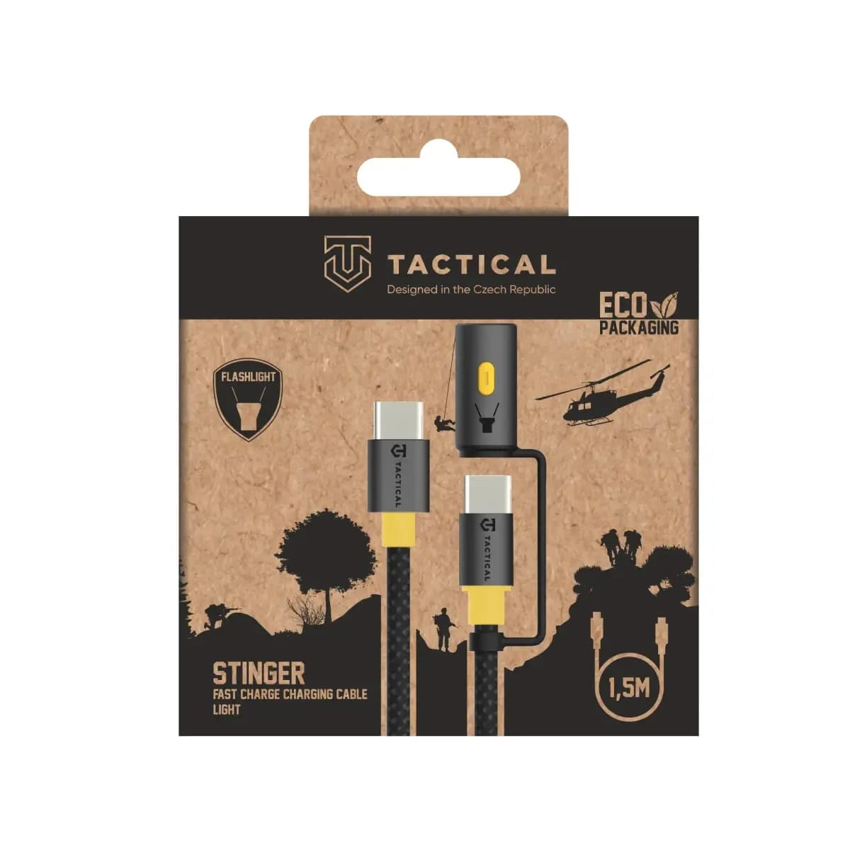 Tactical Stinger USB-C – USB-C kaabel, 1,5 m, must