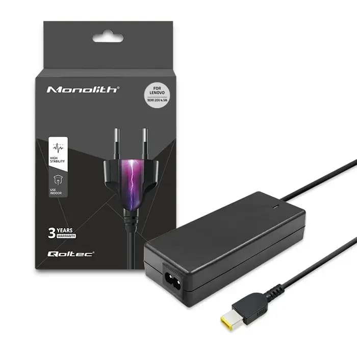 Qoltec power adapter for Lenovo laptops 90 W, 20 V, Slim Tip