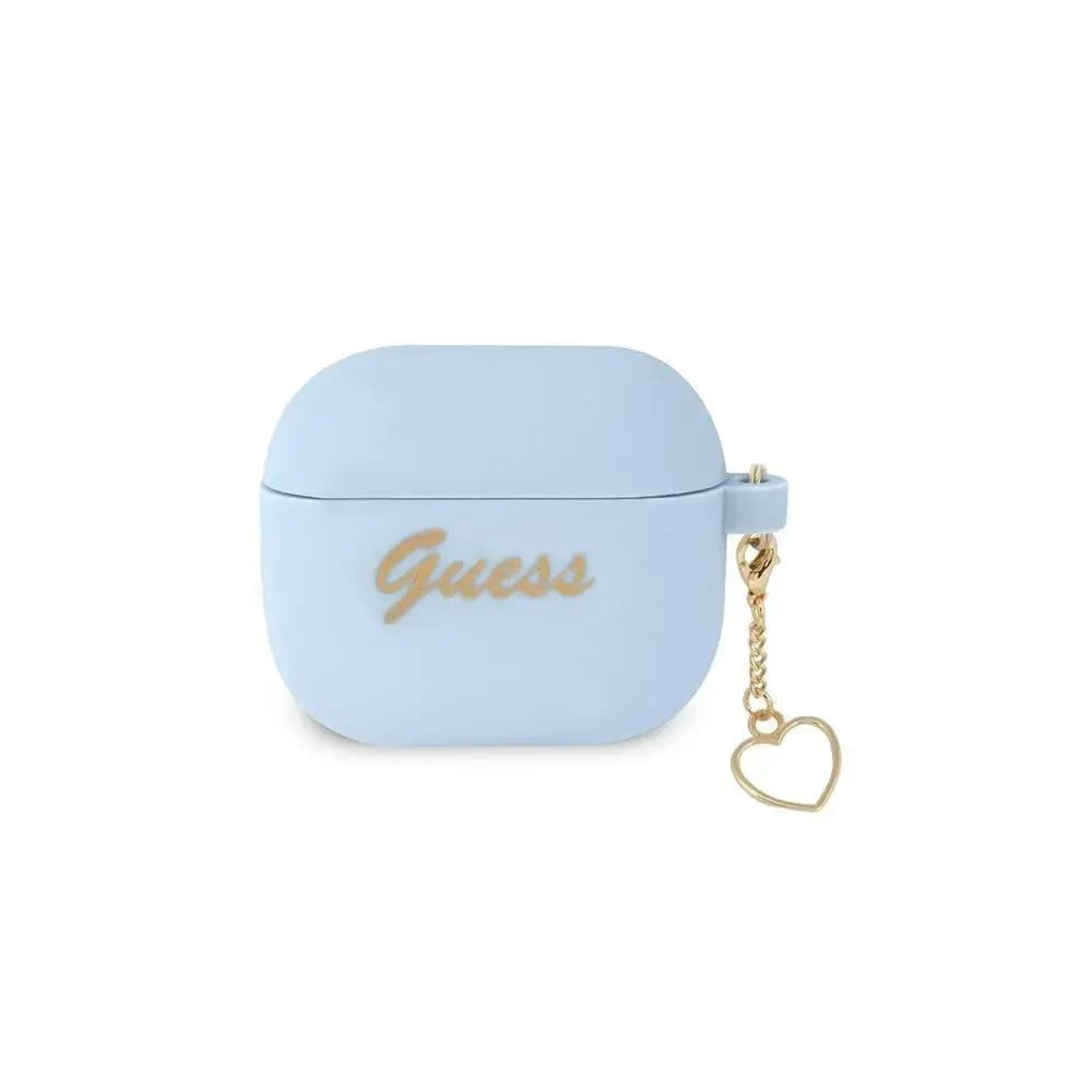 Guess GUA3LSCHSB Heart Charm silicone case for AirPods 3, blue