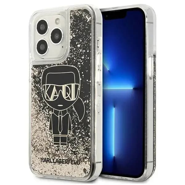 Karl Lagerfeld Liquid Glitter Gatsby telefoniümbris iPhone 13 Pro, must