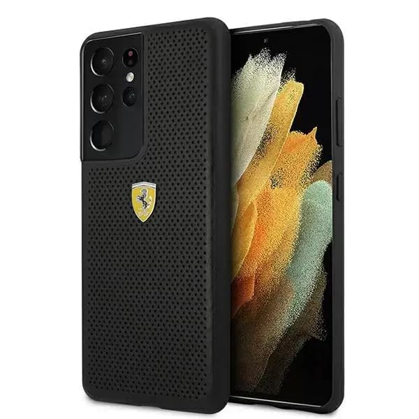 Чехол Ferrari FESPEHCS21LBK On Track Perforated для Samsung Galaxy S21 Ultra, чёрный