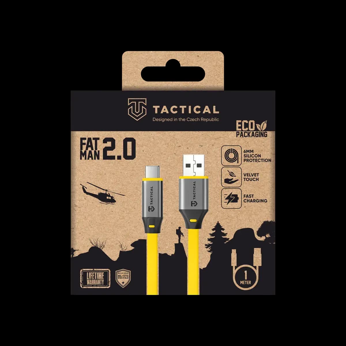 Tactical Fat Man 2.0 USB-A to USB-C cable, 60 W, 1 m, yellow