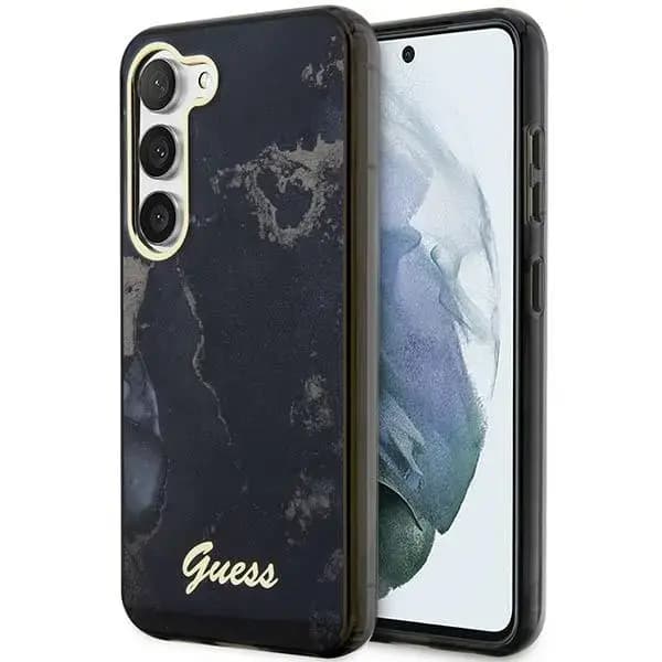 Чехол Guess GUHCS23SHTMRSK Golden Marble Collection для Samsung Galaxy S23, чёрный