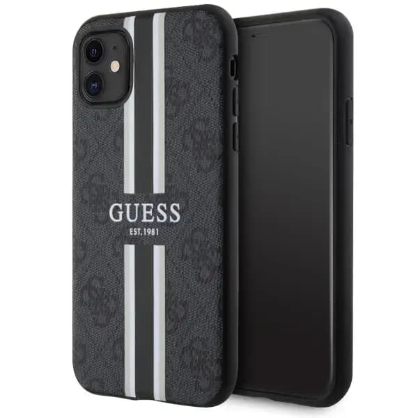 Guess GUHMN61P4RPSK 4G Printed Stripes MagSafe telefoniümbris iPhone 11 / XR, must