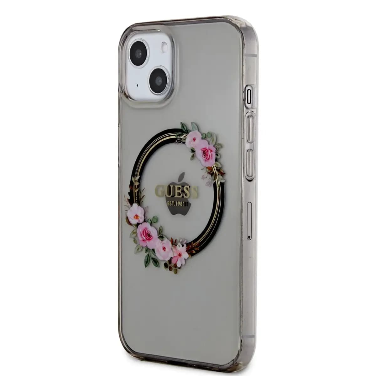 Guess PC|TPU Flowers Ring Glossy Logo MagSafe telefoniümbris iPhone 13, must