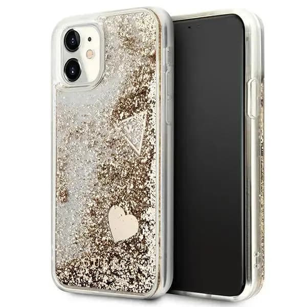 Guess GUOHCN61GLHFLGO Glitter Charms telefoniümbris iPhone 11 / XR, kuldne
