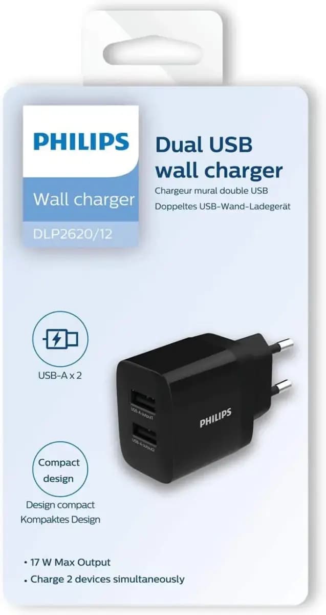 Philips DLP2620 USB-A seinalaadija 17 W, must