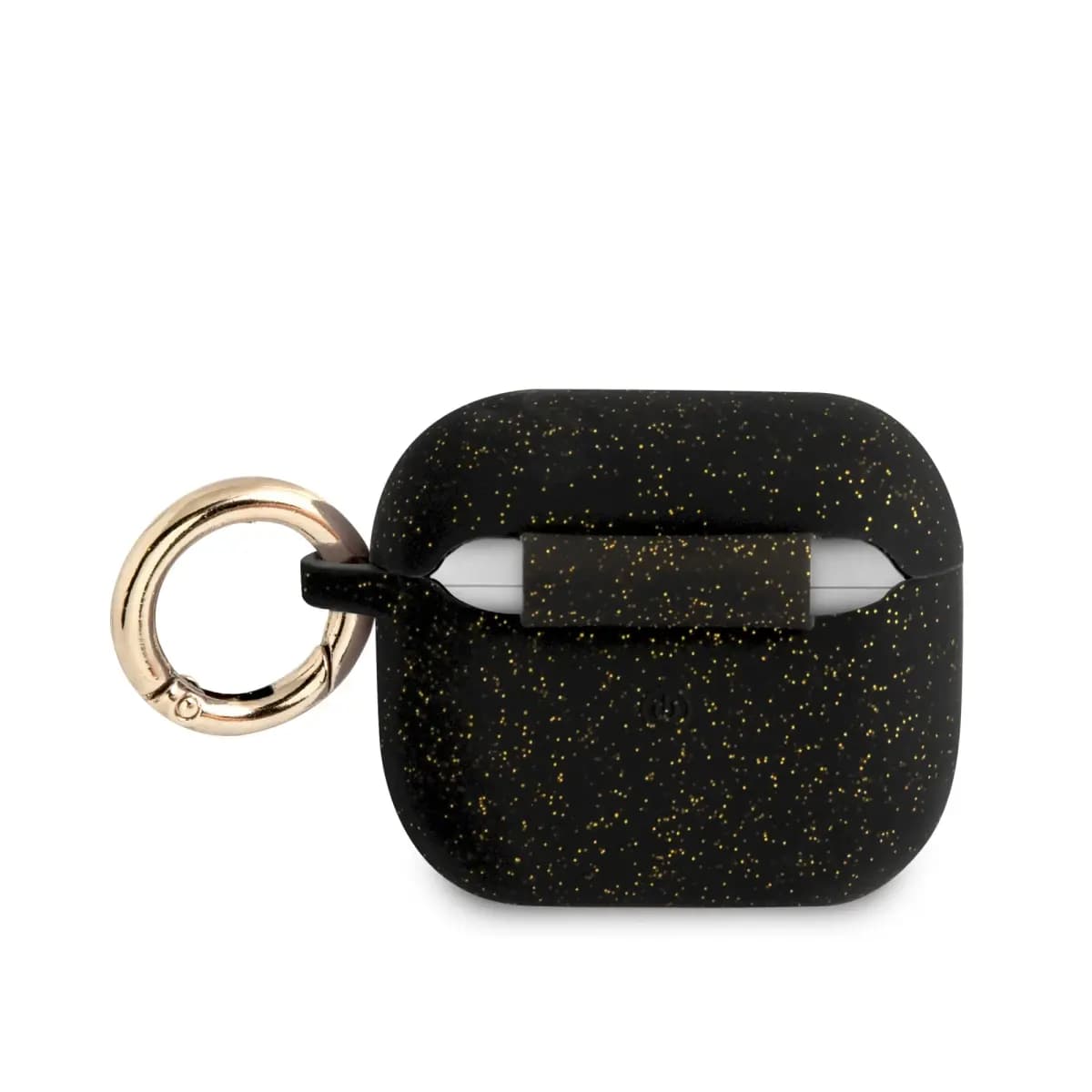 Силиконовый чехол Guess GUA3SGGEK Glitter Printed Logo для AirPods 3, чёрный
