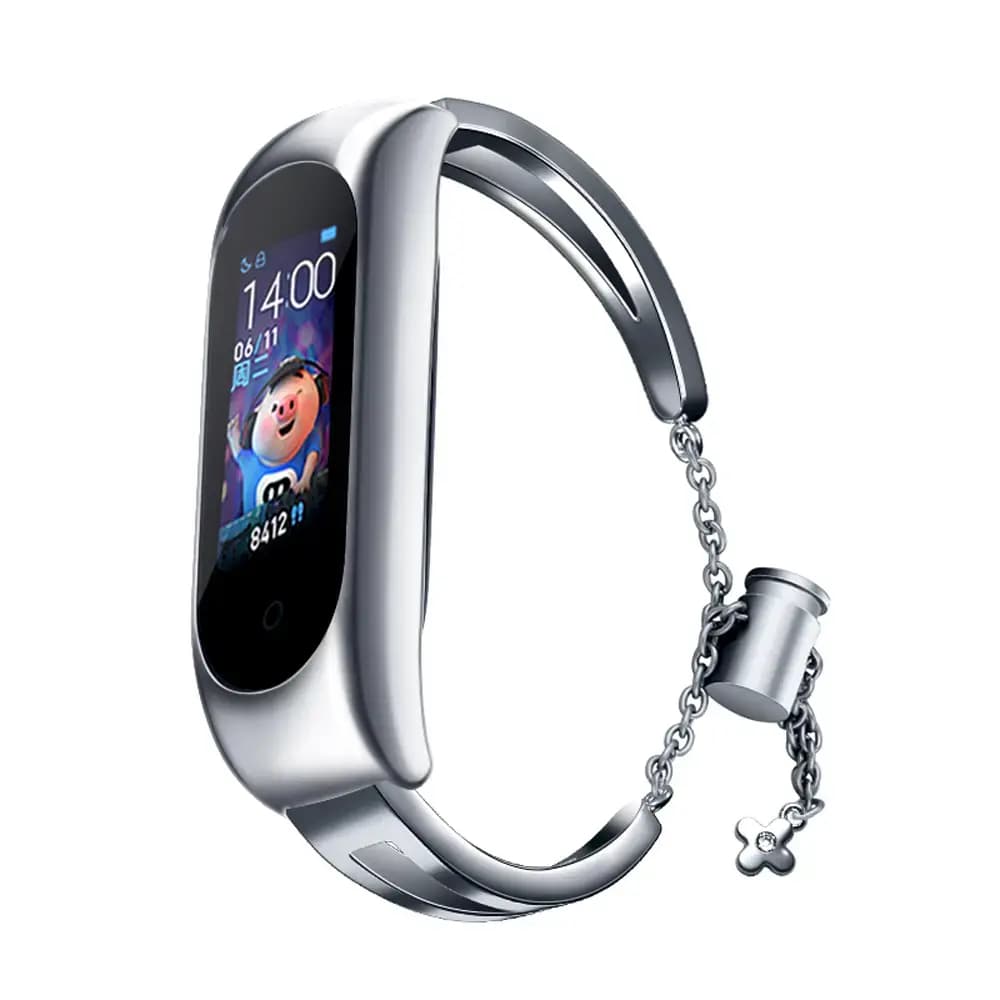 Fusion Metal Bracelet stainless steel watch strap for Xiaomi Mi Band 3/4/5/6, silver
