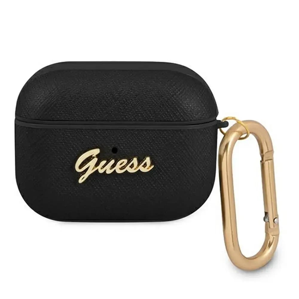 Guess GUAPSASMK Saffiano Script Metal case for AirPods Pro, black