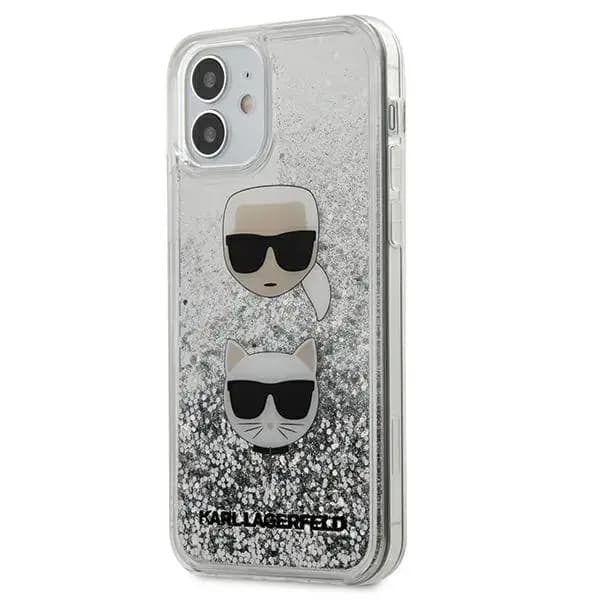 Karl Lagerfeld KLHCP12SKCGLSL Liquid Glitter 2 Heads telefoniümbris iPhone 12 Mini