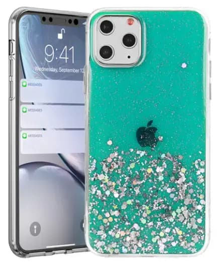Fusion Glue Glitter telefoniümbris iPhone 13 Pro Max, roheline