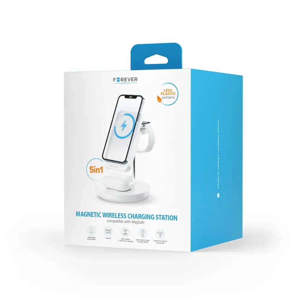 Forever MACS-100 3-in-1 wireless charger, MagSafe, white