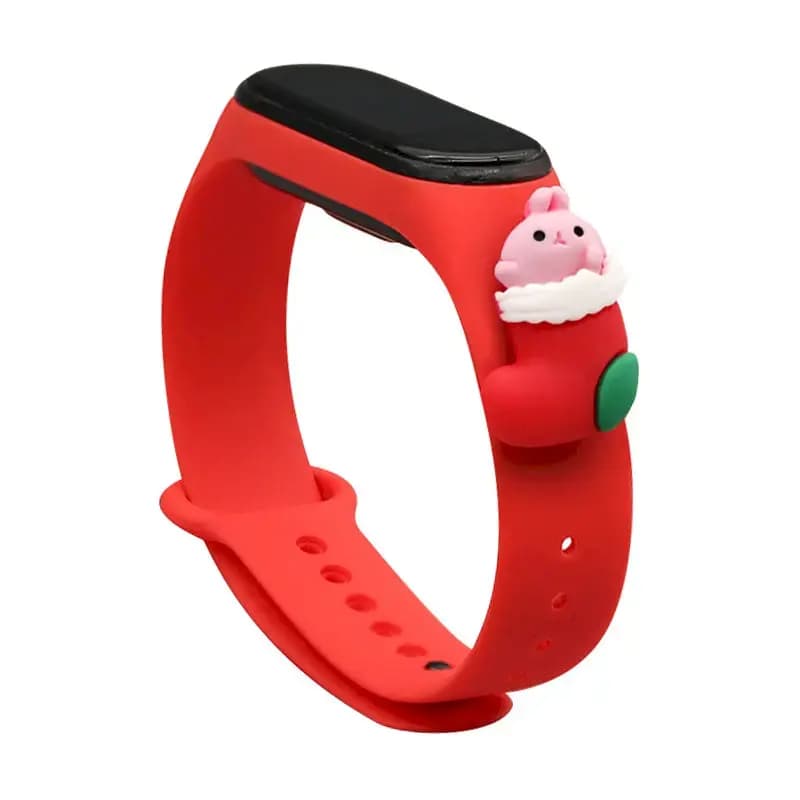 Fusion Xmas Santa silicone watch strap for Xiaomi Mi Band 3/4, red