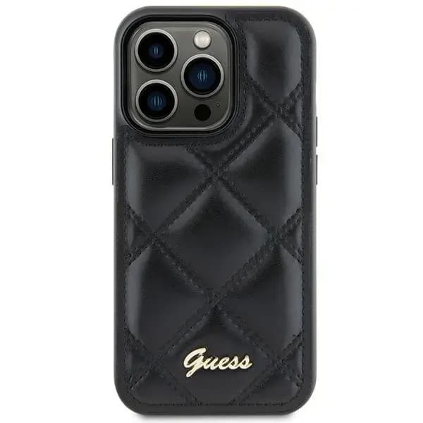 Guess GUHCS23FEPSQSQSK Quilted Metal Logo telefoniümbris Samsung Galaxy S23 FE, must