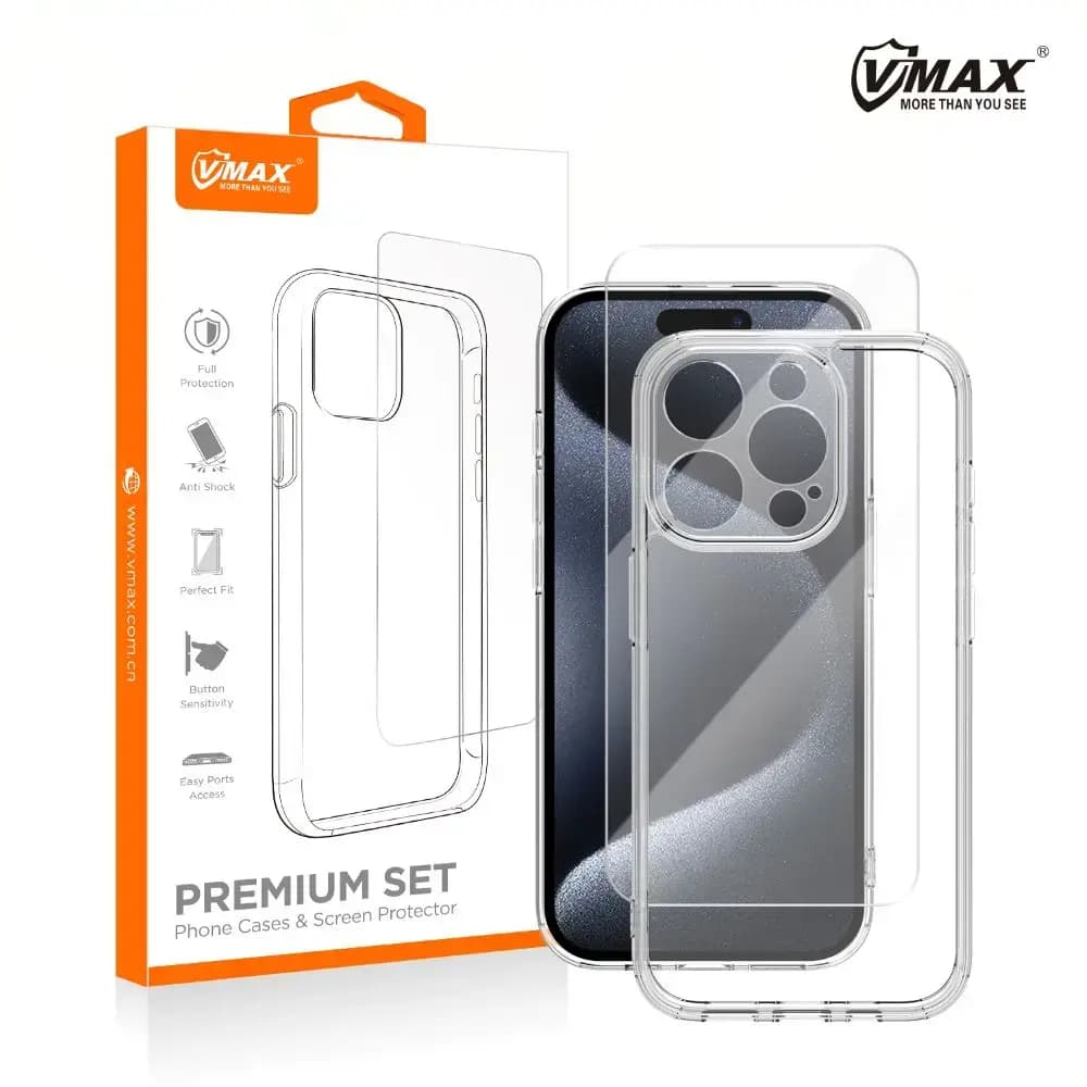 Vmax Set + Glass 2,5D Premium phone case for iPhone 16e