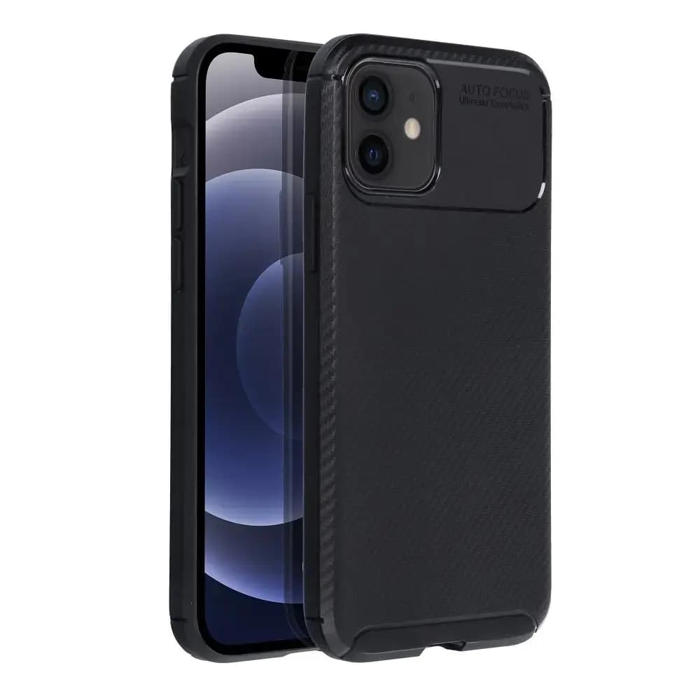 Carbon Premium phone case for iPhone 12 / 12 Pro, black