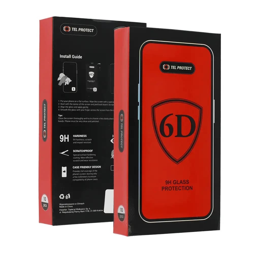 Защитное стекло Tel Protect Full Glue 6D для IPHONE 14 Black - 10 PACK