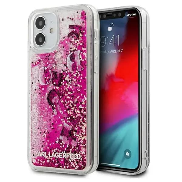 Karl Lagerfeld KLHCP12SROPI Liquid Glitter Charms telefoniümbris iPhone 12 Mini