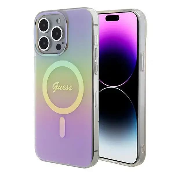 Чехол Guess GUHMP15XHITSP IML Iridescent с MagSafe для iPhone 15 Pro Max, розовый