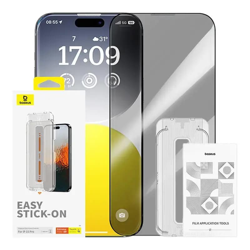 Baseus Sapphire iPhone 15 Pro Privacy Tempered Glass Screen Protector