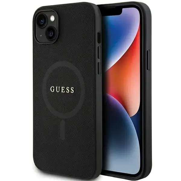 Guess GUHMP15SPSAHMCK Saffiano MagSafe telefoniümbris iPhone 15, must
