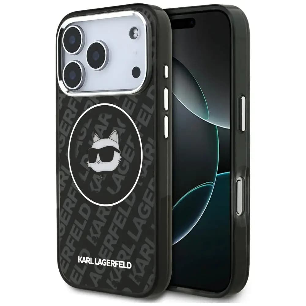Чехол Karl Lagerfeld IML Choupette Head Logo с MagSafe для iPhone 17 Pro Max, чёрный