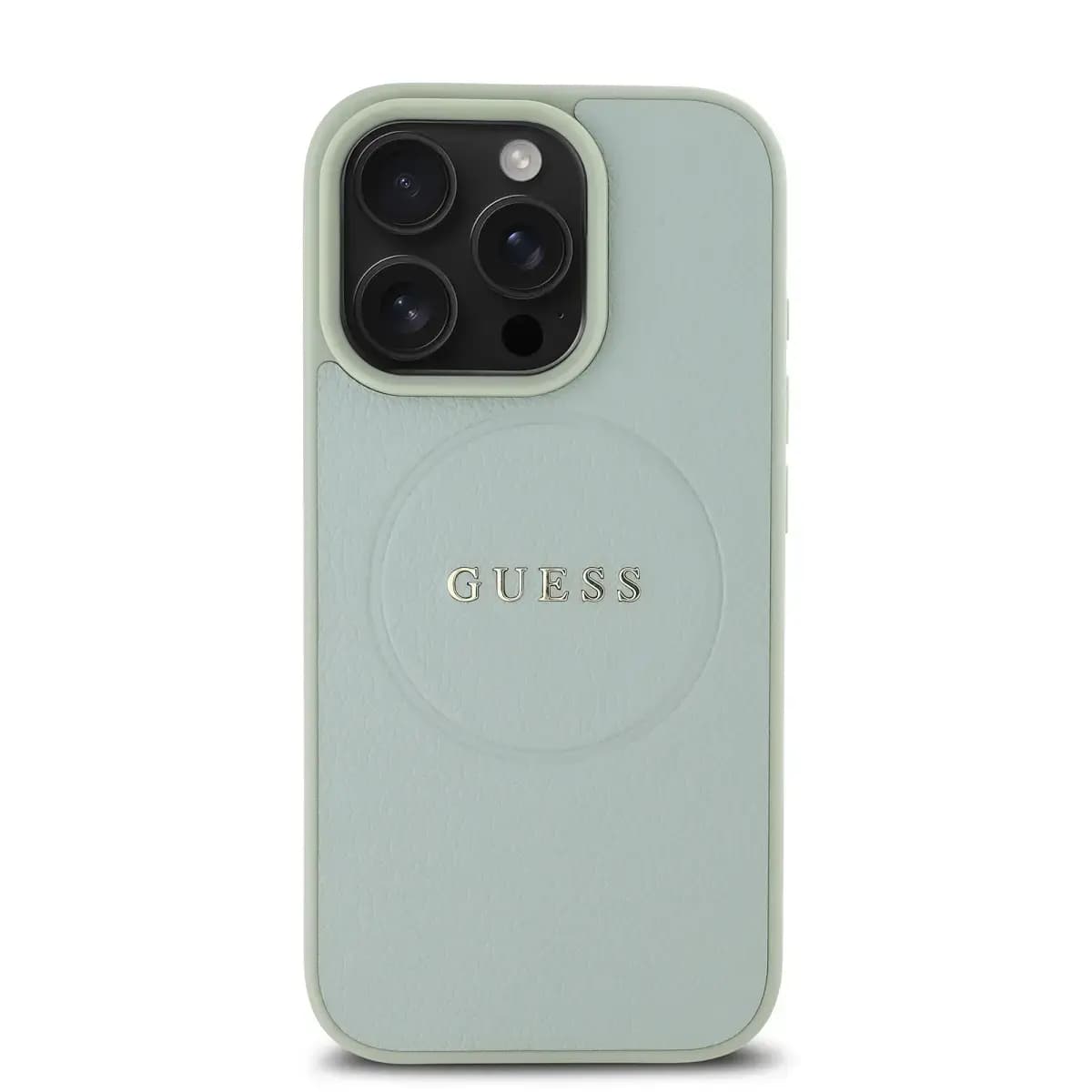 Guess PU Grained Classic Logo MagSafe telefoniümbris iPhone 16 Pro, roheline