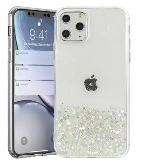 Чехол Fusion Glue Glitter для iPhone 13 Pro Max, прозрачный
