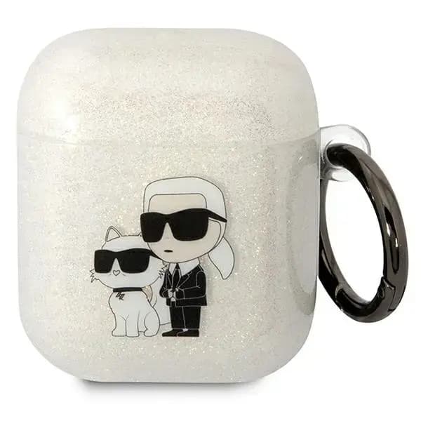Karl Lagerfeld 3D Logo NFT Karl and Choupette TPU case for AirPods 1–2, white