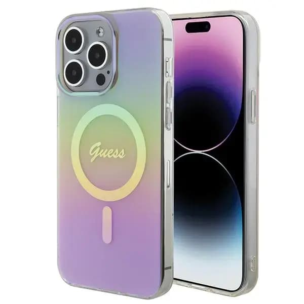 Guess GUHMP15LHITSP IML Iridescent MagSafe telefoniümbris iPhone 15 Pro, roosa