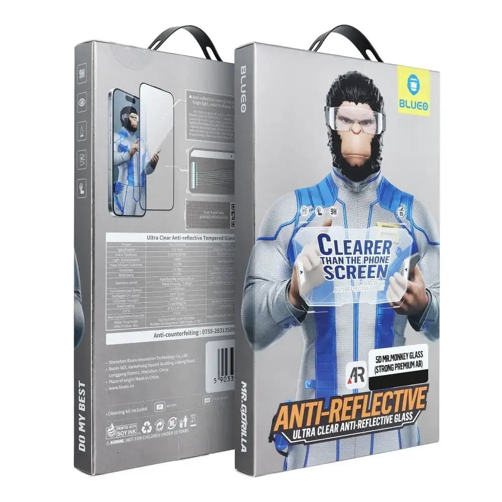 BlueO 5D Mr. Monkey Strong Premium AR kaitseklaas iPhone 16 Pro Max