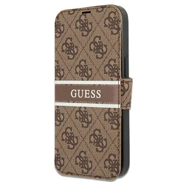Чехол-книжка Guess GUBKP13L4GDBR 4G Printed Stripe для iPhone 13 Pro, коричневый