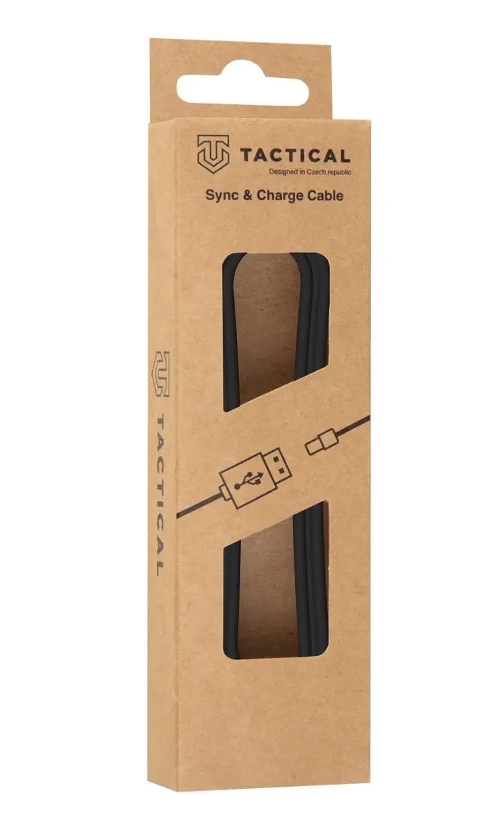 Tactical Smooth Thread USB-C – USB-C kaabel, 0,3 m, must