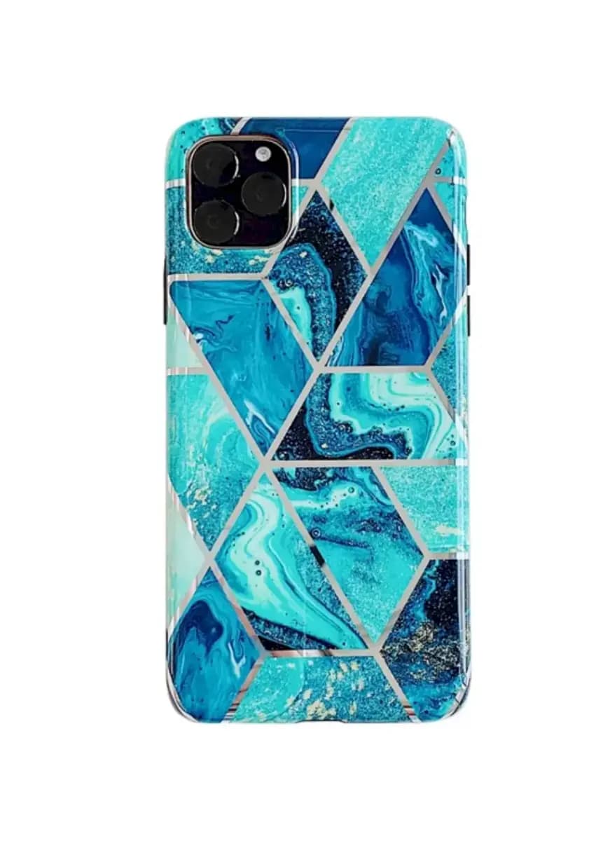 Чехол Fusion Geometric Marble для iPhone 12 Pro Max, зелёный